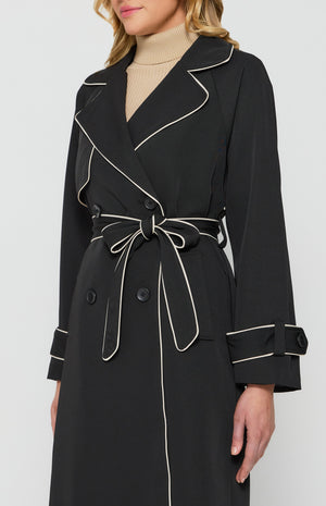 Longline Trench Coat - Black