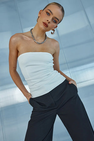 Ashton Strapless Top-Runaway-White