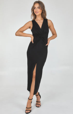Front knot detail dress Black