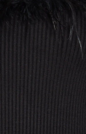 Feather Trim Knit Dress-Winnie and Co