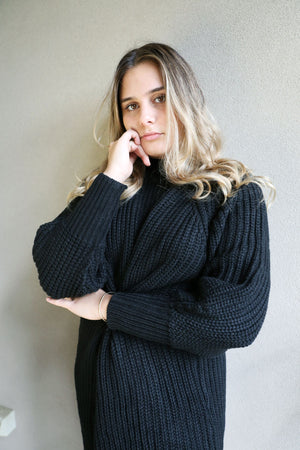 Black Chunky Knit Dress / Top
