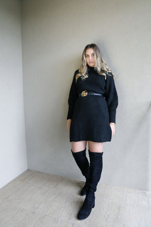 Black Chunky Knit Dress / Top