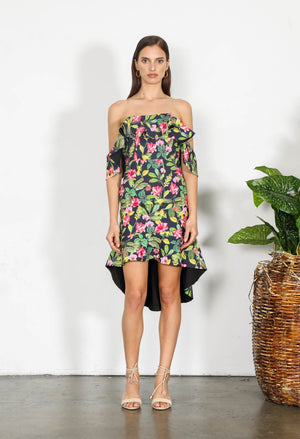 Floral Bodycon Dress-Shilla-Elements Off the Shoulder Dress