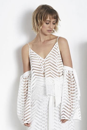 LAdies White Top - Bless'ed are the Meek -Empire Top