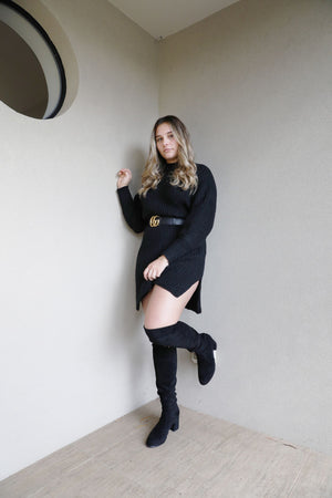 Black Chunky Knit Dress / Top