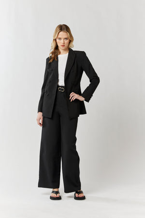 Ladies Black Double Breasted Jacket-As It Was Blazer-MVN
