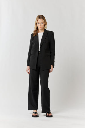 Ladies Black Double Breasted Jacket-As It Was Blazer-MVN
