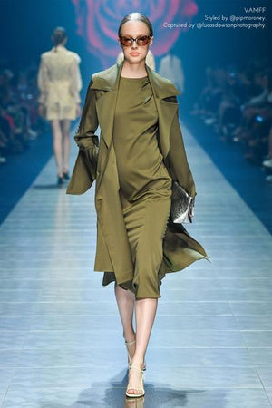 Khaki Satin Dress-Elliatt-Noble Dress