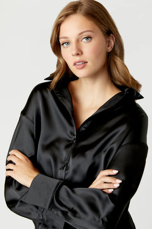 Black Satin Shirt-MVN-Vaudeville Shirt
