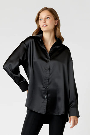 Black Satin Shirt-MVN-Vaudeville Shirt