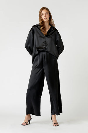 Black Satin Shirt-MVN-Vaudeville Shirt