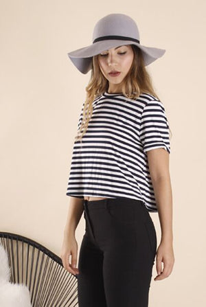 Alaina Striped Tee with Back Knot Detail