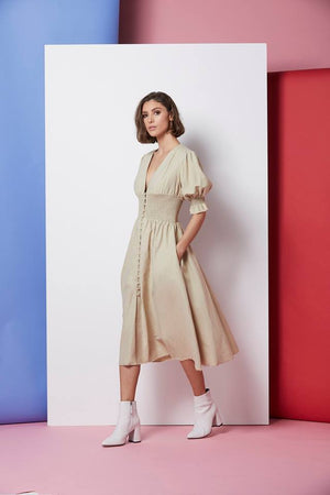 Ladies Stone Linen Dress-Elliatt-Alanis Dress