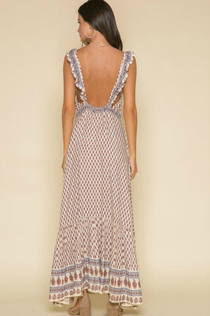 Printed Dress-Raga-Avah Ruffle Strap Maxi