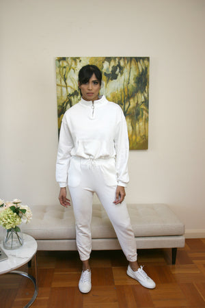 High Neck Sweat and Jogger Set White