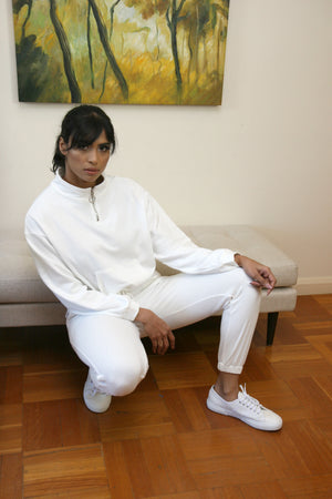 High Neck Sweat and Jogger Set White