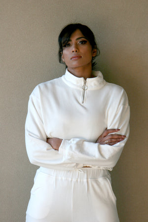 High Neck Sweat and Jogger Set White