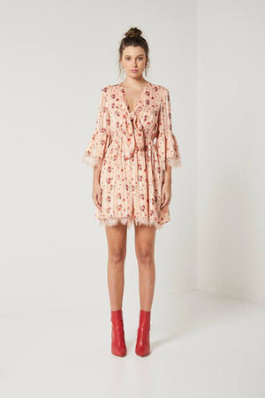 Ladies peach floral dress-Elliatt-Botanical Dress