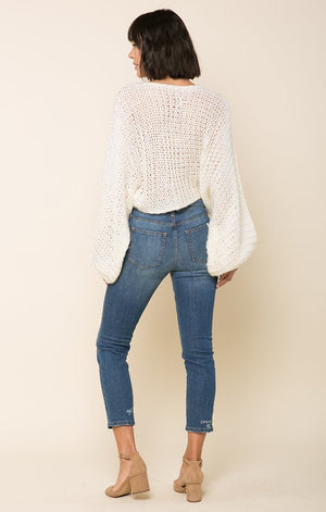Warm White Knit-Raga-Candace Crochet Knit Sweater