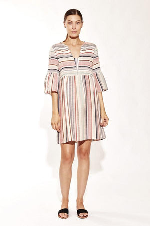 Striped A-line Cotton Dress-Solito-Casa Tunic