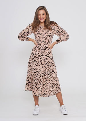 Phoenix Dress Peach Cheetah
