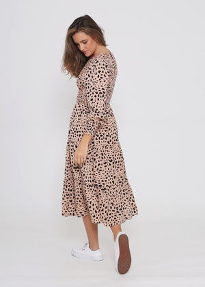Phoenix Dress Peach Cheetah