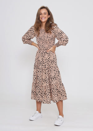 Phoenix Dress Peach Cheetah