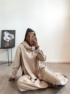 Luxe Lounge Wear- Bagira-Cowl Neck Knit Top