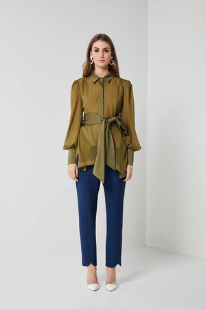 Sheer Khaki Blouse-Elliatt-Decades Blouse