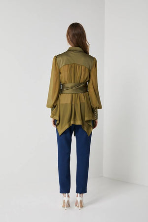 Sheer Khaki Blouse-Elliatt-Decades Blouse