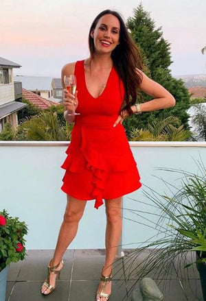 Red Dress-Shilla-Elements Ruffle Dress