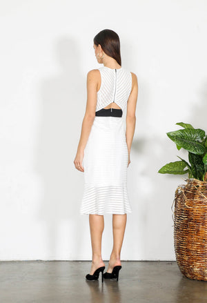 White Fitted Dress-Shilla-Element Cut Out Midi Dress