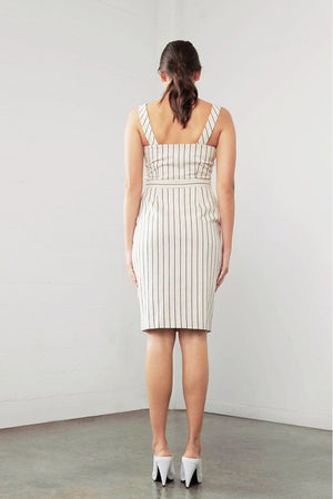 Linen Dress with Belt-Shilla-Enchant Linen Stripe Dress