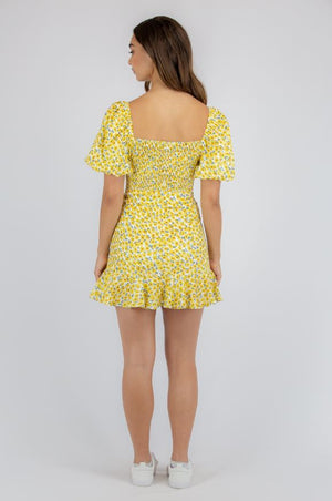 Floral Dress with Bubble Sleeves