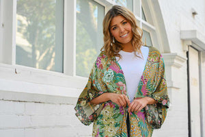 Green Print Kimono-Boho-Floyd Kimono