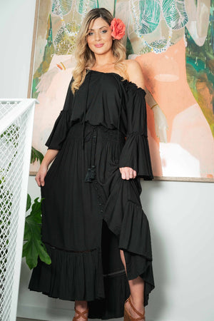 Black off the Shoulder-Moss Clothing-Jimi Bell sleeve Top