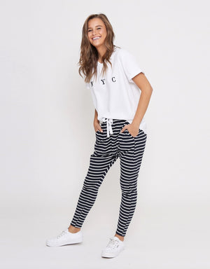 Leoni-Jordan Jogger Navy Stripe