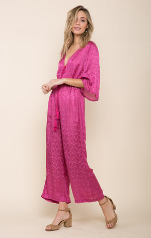 Fuchsia Jumpsuit-Raga- Sweet Temptation Tie Front Jumpsuit