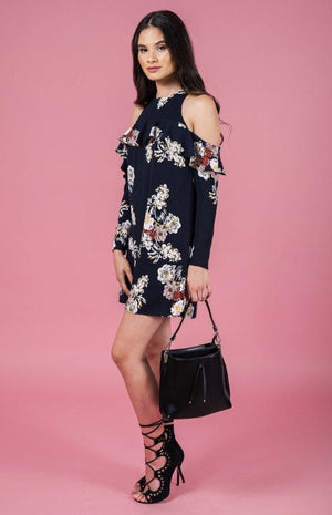 Floral Cold Shoulder Shift Dress