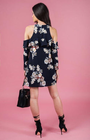Floral Cold Shoulder Shift Dress