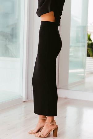 Ladies Black Skirt - Nahla Knit Skirt - SNDYS
