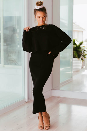 Ladies Top - Black - Lulu Knit Top - SNDYS- Sundays the Label