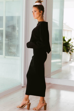 Ladies Top - Black - Lulu Knit Top - SNDYS- Sundays the Label
