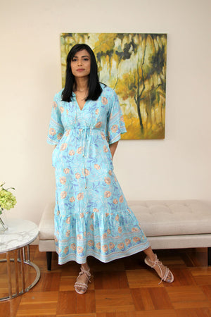 Blue Floral Maxi-Aria-Lily Dress