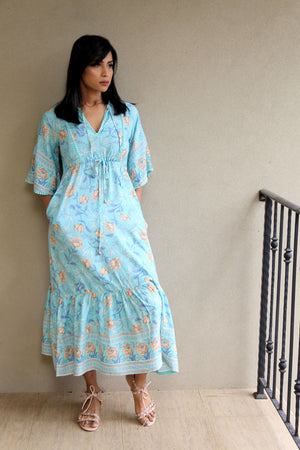 Blue Floral Maxi-Aria-Lily Dress