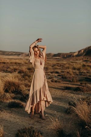 Wrap Dress-Lylou-Alma Dress - Pink Clay