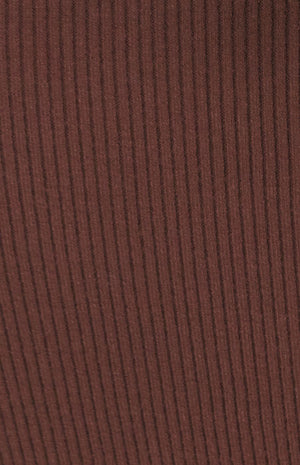 V-Neck Fitted Knit Dress - Chocolate