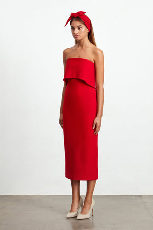 Ladies Red Midi Dress -Elliatt-Marino Dress