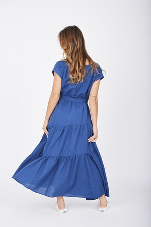 Ladies Navy Maxi dress-Solito-Natural Adventures Tiered Maxi Navy