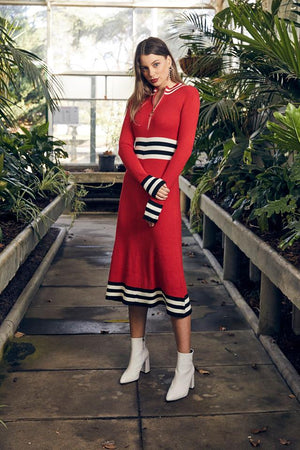 Ladies knit Red Dress-Elliatt-Nectar Dress